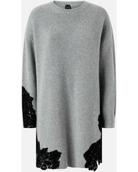 Pinko - Leichtes Strickkleid Mit Spitze, Denkmal-Grau Gr - Lyst