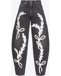 Pinko - Black egg-fit Jeans With Rodeo Embroidery - Lyst