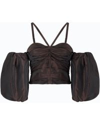 Pinko - Crop Top With Puff Sleeves - Lyst