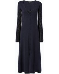 Pinko - Wool Midi Dress With Lace Details - Lyst
