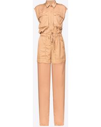 Pinko - Utility-style Satin Jumpsuit With Georgette - Lyst