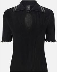 Pinko - Ribbed Sweater With Jewel Edges - Lyst