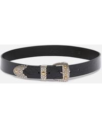 Pinko - Shiny Leather Belt With Metallic Finishes, 3 Cm - Lyst