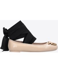 Pinko - Nappa Leather Ballerinas With Ribbons - Lyst