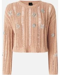 Pinko - Openwork Sweater With Jewel Details - Lyst