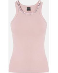 Pinko - Ribbed Top With Bejewelled Embellishment - Lyst