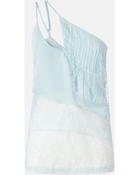 Pinko - One-shoulder Satin Top With Lace And Sequins - Lyst