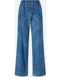 Pinko - Weite Hose Aus Leichtem Denim Mit Bandana-Print, Helle Waschung - Lyst