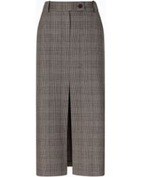 Pinko - Check Wool Calf-Length Skirt - Lyst