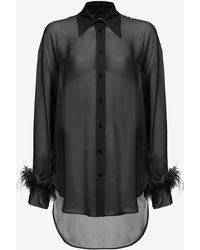 Pinko - Long Shirt With Feathers - Lyst