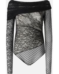 Pinko - T-Shirt Body En Dentelle Effet Patchwork - Lyst