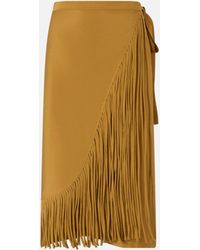 Pinko - Calf-Length Wrap Skirt With Fringing - Lyst