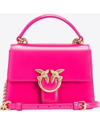 Pinko - Mini Love Bag One Top Handle Light Aus Glänzendem Leder, -Antikgold - Lyst