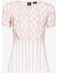 Pinko - Mesh-effect Top With Fringing - Lyst