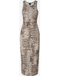 Pinko - Ribbed Slim-Fit Midi Dress With Snake Print - Lyst