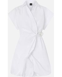 Pinko - Abito Corto A Camicia Con Incrocio, Bianco Brill - Lyst