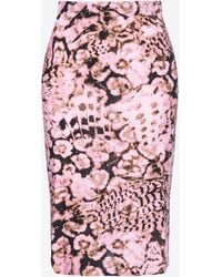 Pinko - Calf-length Skirt With Scanner Coral Print - Lyst