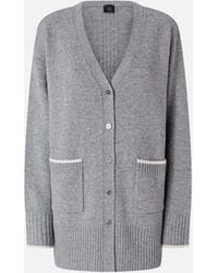 Pinko - Lange Cardigan Mit V-Ausschnitt, Denkmal-Grau Gr - Lyst