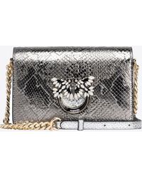 Pinko - Galleria Mini Love Bag Click In Punched Reptile Skin - Lyst