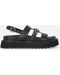 Pinko - Leather Sandals With Chain - Lyst