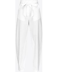 Pinko - Barrel-leg Linen Trousers With Bow - Lyst