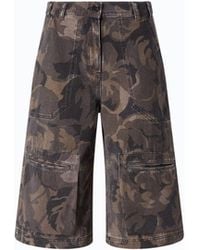 Pinko - Cotton Bermuda Shorts With Floral Camouflage Motif - Lyst