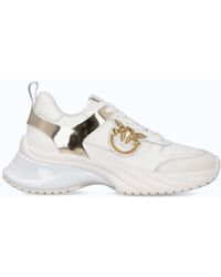 Pinko - Ariel Leather-Effect Sneakers With Mirror Detailing - Lyst