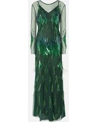 Pinko - Abito Con Paillettes E Piume - Lyst