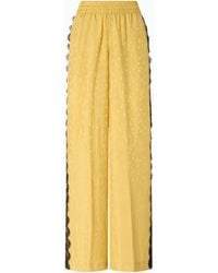 Pinko - Palazzo Trousers With Floral Motif And Lace Trim - Lyst