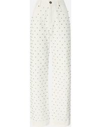 Pinko - Jean Wide Leg À Motif Losanges Et Strass - Lyst