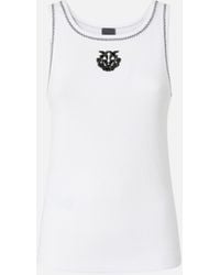 Pinko - Ribbed Vest Top With Love Birds Embroidery - Lyst