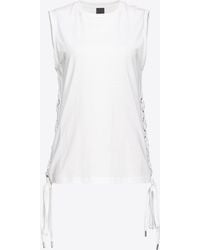 Pinko - Ärmelloses T-Shirt Mit Kreuzschnürung, Leuchtendes Weiß - Lyst