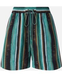 Pinko - Cotton Shorts With Brushstroke-Effect Stripes - Lyst