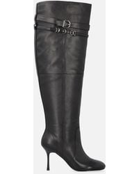 Pinko - Knee-high Nappa Leather Boots With Heel And Strap - Lyst