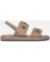 Pinko - Padded Nappa Leather Sandals With Metallic Details - Lyst
