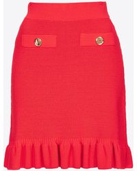 Pinko - Knit Mini Skirt With Flounce - Lyst