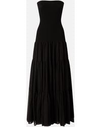 Pinko - Long Dress With Ribbed Top And Flounced Skirt - Lyst