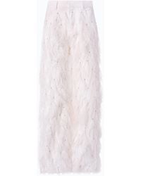 Pinko - Wide-Leg Trousers With Feathers And Rhinestones - Lyst