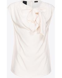 Pinko - Silk-blend Top With Bow - Lyst