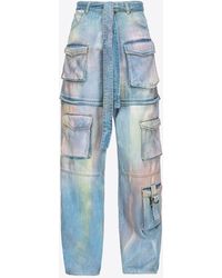 Pinko - Multicoloured Dusty Denim Cargo Jeans - Lyst