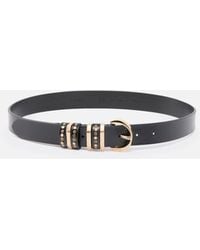 Pinko - Shiny Leather Belt With Metal Loops, 3 Cm - Lyst