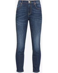 Pinko - Skinny Stretch Denim Jeans With Embroidery On The Back - Lyst