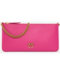 Pinko - Horizontal Flat Bag De Piel, Rosa -Oro Antiguo - Lyst