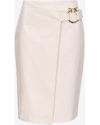 Pinko - Technical Satin Calf-length Skirt With Piercing Buckle - Lyst