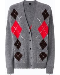 Pinko - Wool And Cashmere Cardigan With Diamond Motif - Lyst