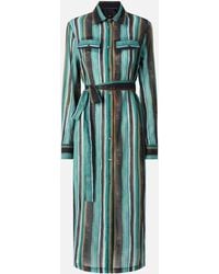 Pinko - Cotton Midi Shirt Dress With Brushstroke-Effect Stripes - Lyst