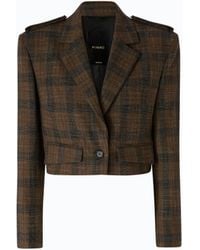 Pinko - Cropped Jacket With Micro Houndstooth Motif - Lyst