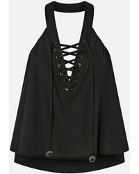Pinko - Lightweight Top With Laces And Texan Details - Lyst