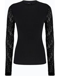 Pinko - Ribbed Sweater With Lace Sleeves - Lyst