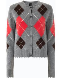 Pinko - Cardigan À Col Rond En Laine Et Cachemire À Losanges - Lyst